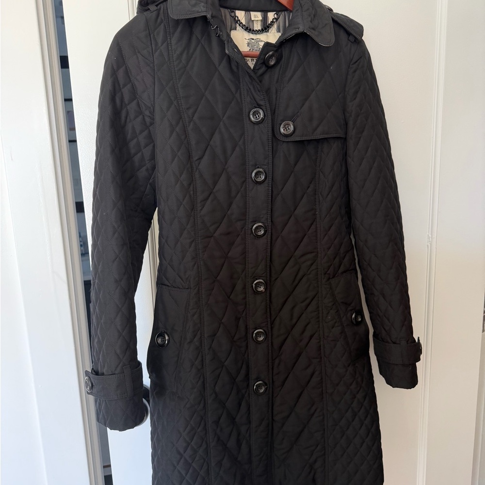 Burberry Black Quilted Trench Coat